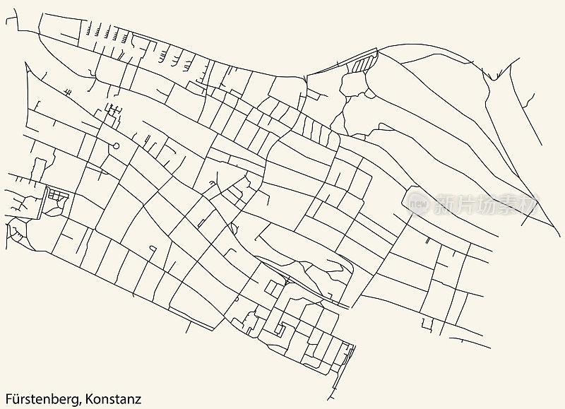 Street roads map of the FÜRSTENBERG QUARTER, KONSTANZ
